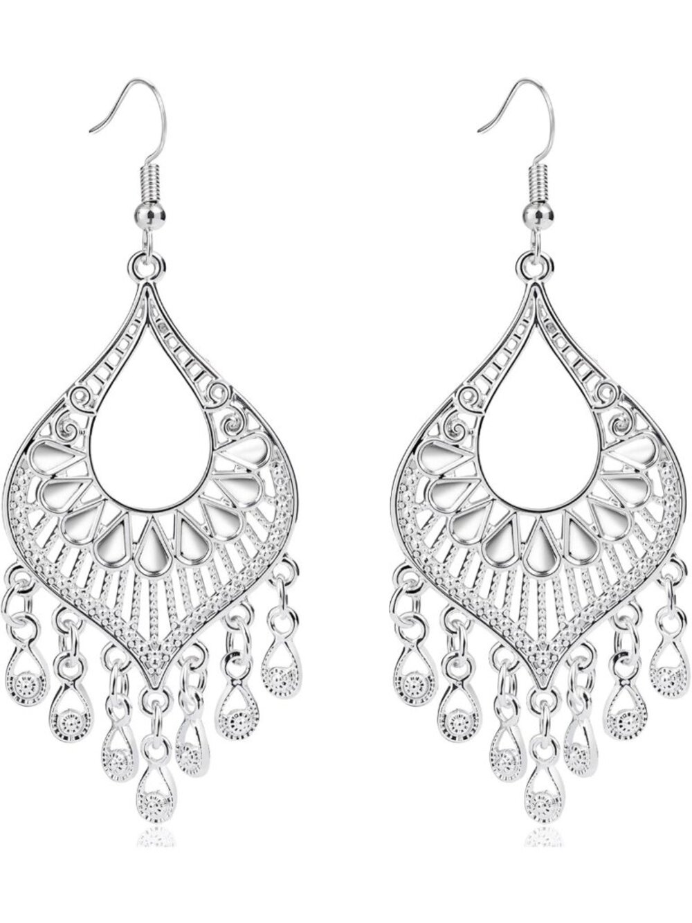 Boho Chandelier Earrings - 14K Gold & Rose Gold Plated, Filigree Tassel Design